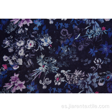 Telas estampadas con estampado de flores azul oscuro